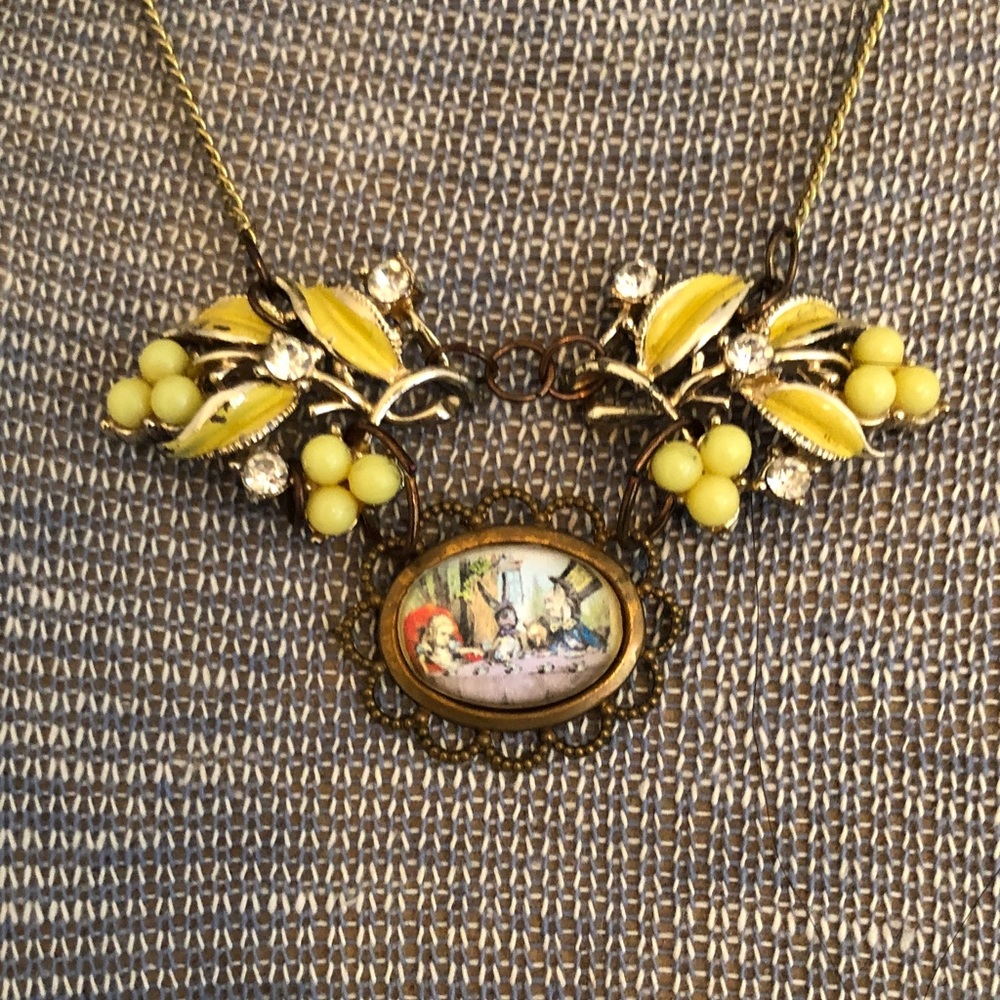 Handmade Vintage Necklace Alice in Wonderland Crafted Artisan Assembled
